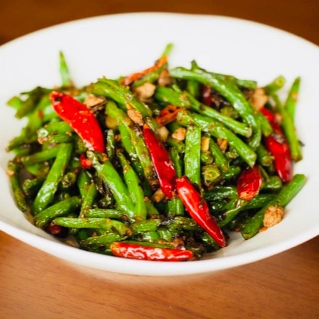 Dry-Fried Green Beans With Chicken.