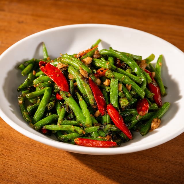 Dry-Fried Green Beans With Chicken.