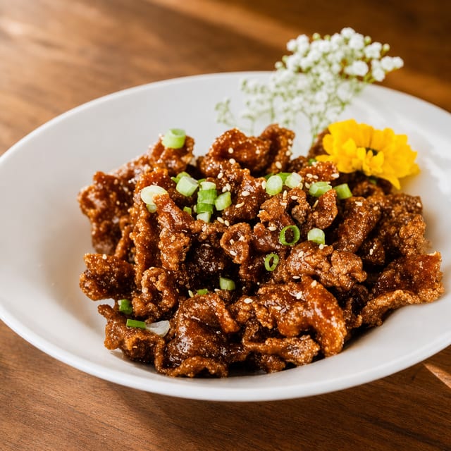 Crispy Sriracha Chicken or Beef.