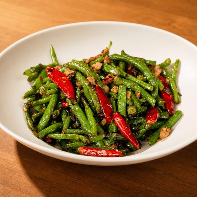 Dry-Fried Green Beans With Chicken.
